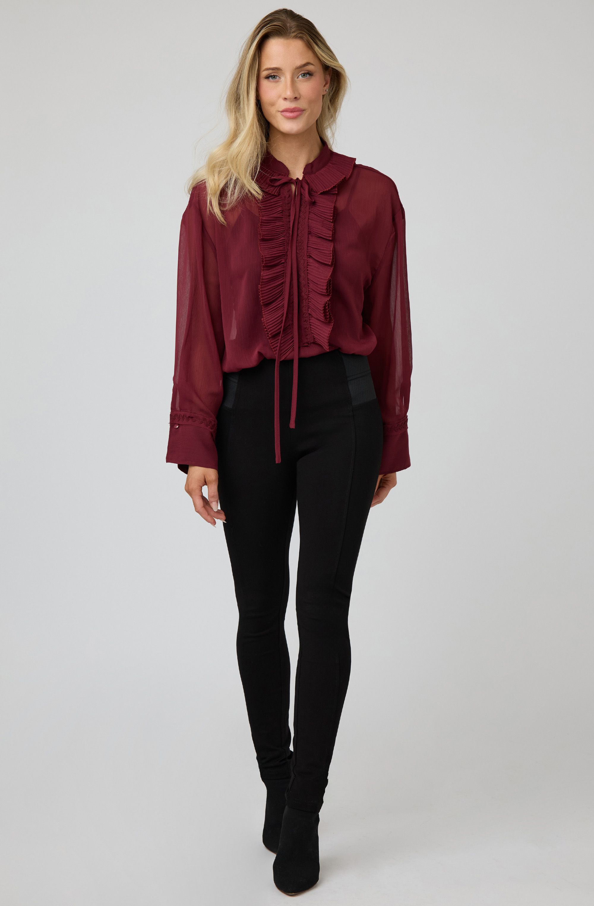 Pleated Jabot Blouse