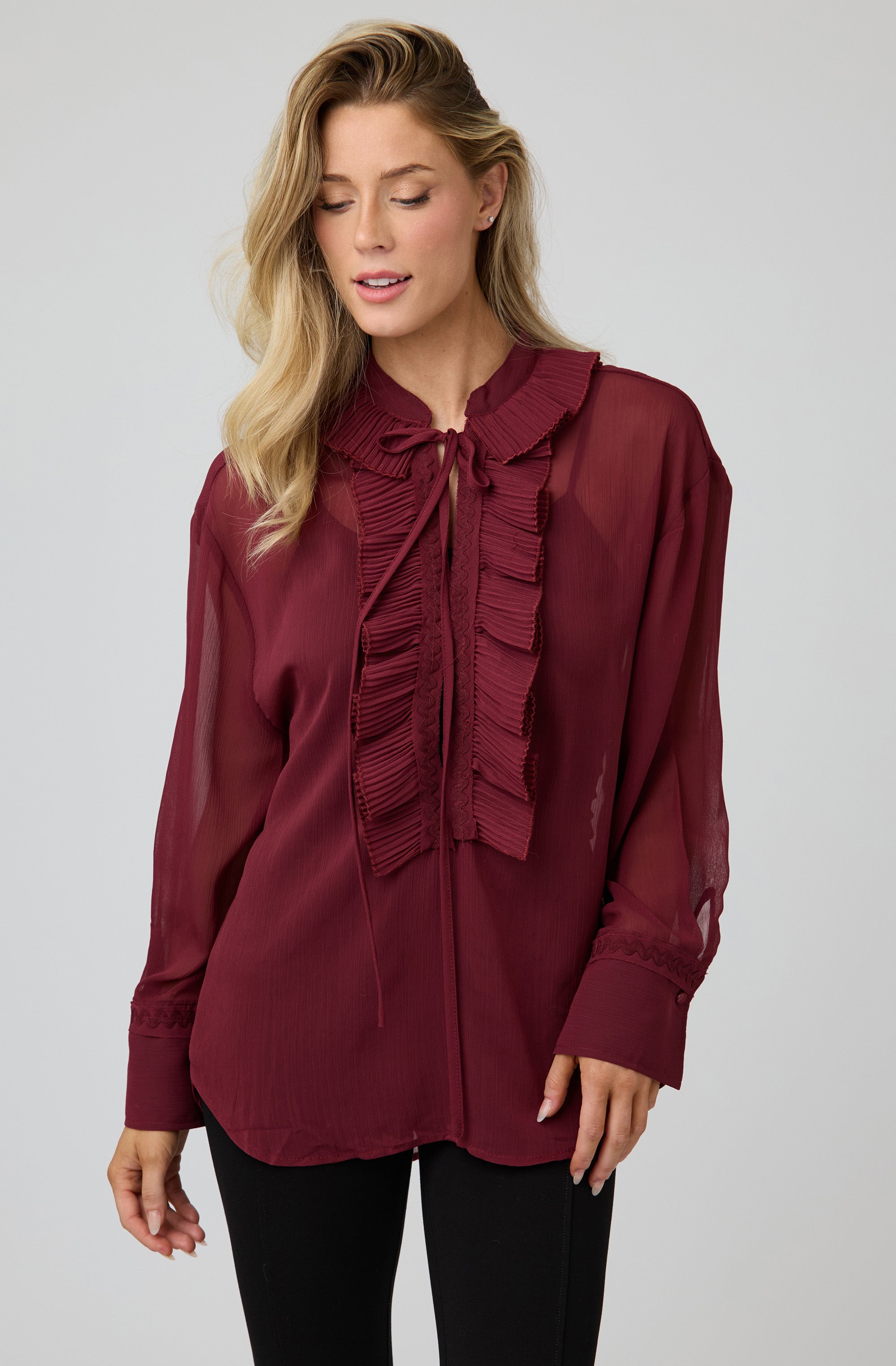 Pleated Jabot Blouse