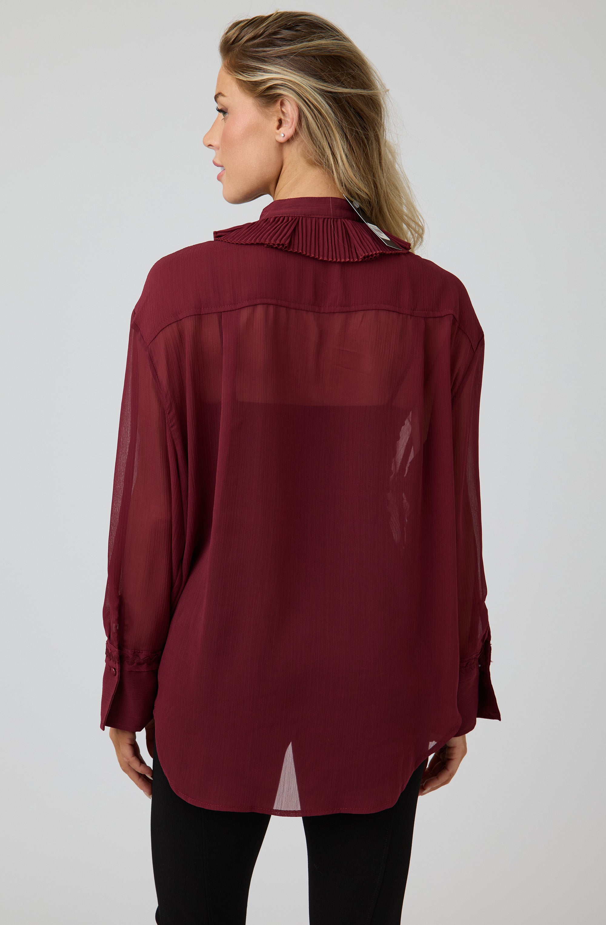 Pleated Jabot Blouse