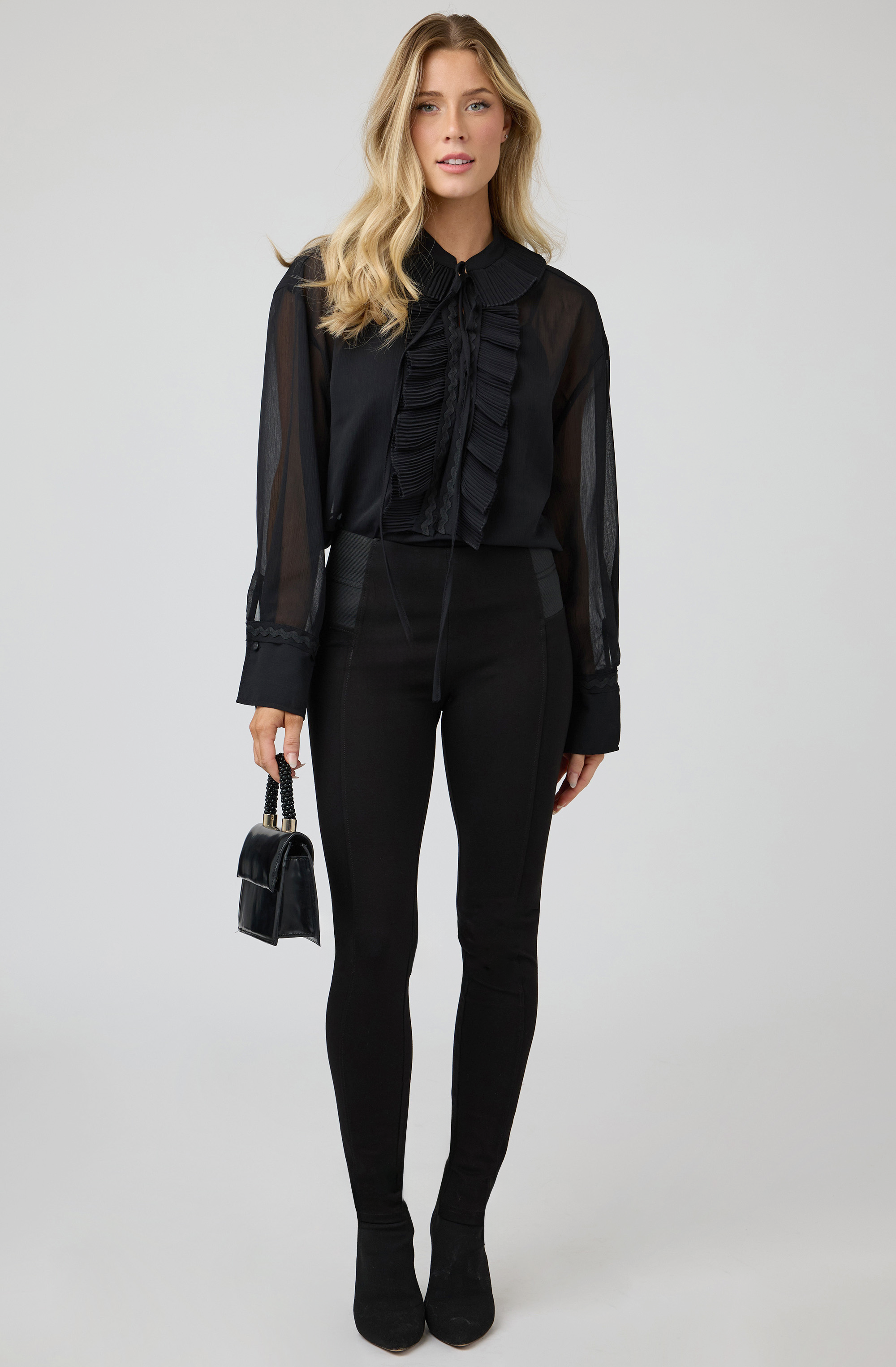 Pleated Jabot Blouse