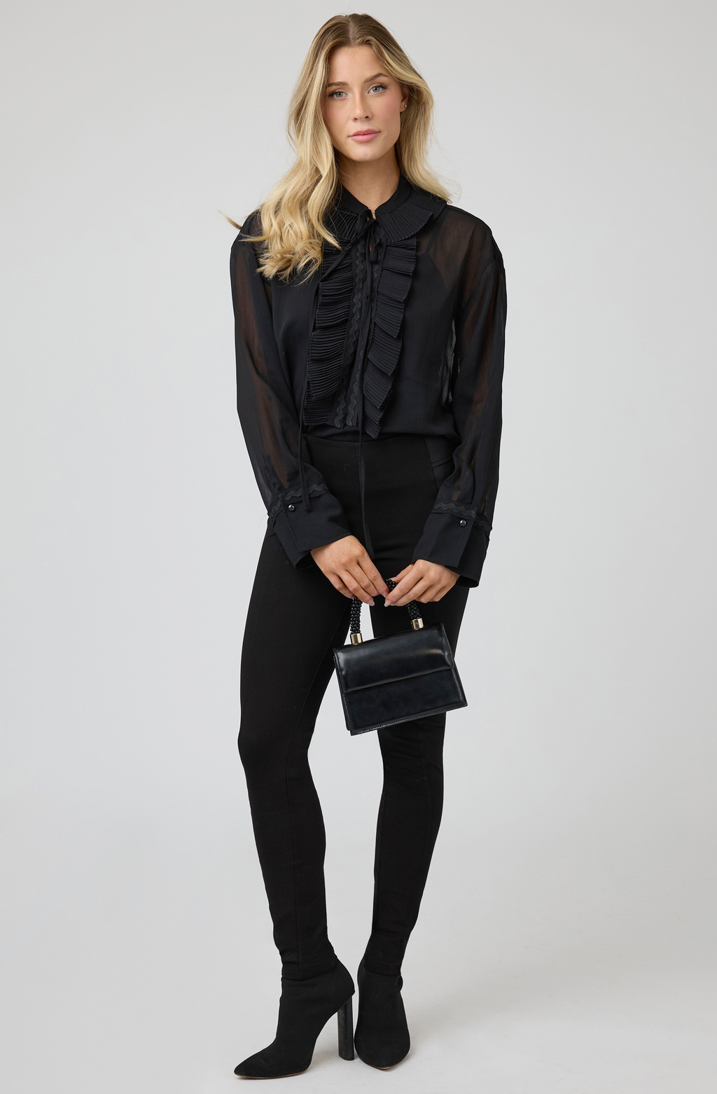 Pleated Jabot Blouse