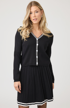 Contrast Trim V-Neck Knit Cardigan