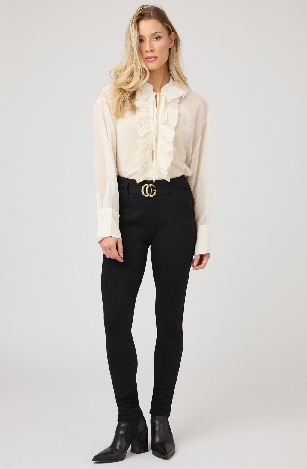 Pleated Jabot Blouse
