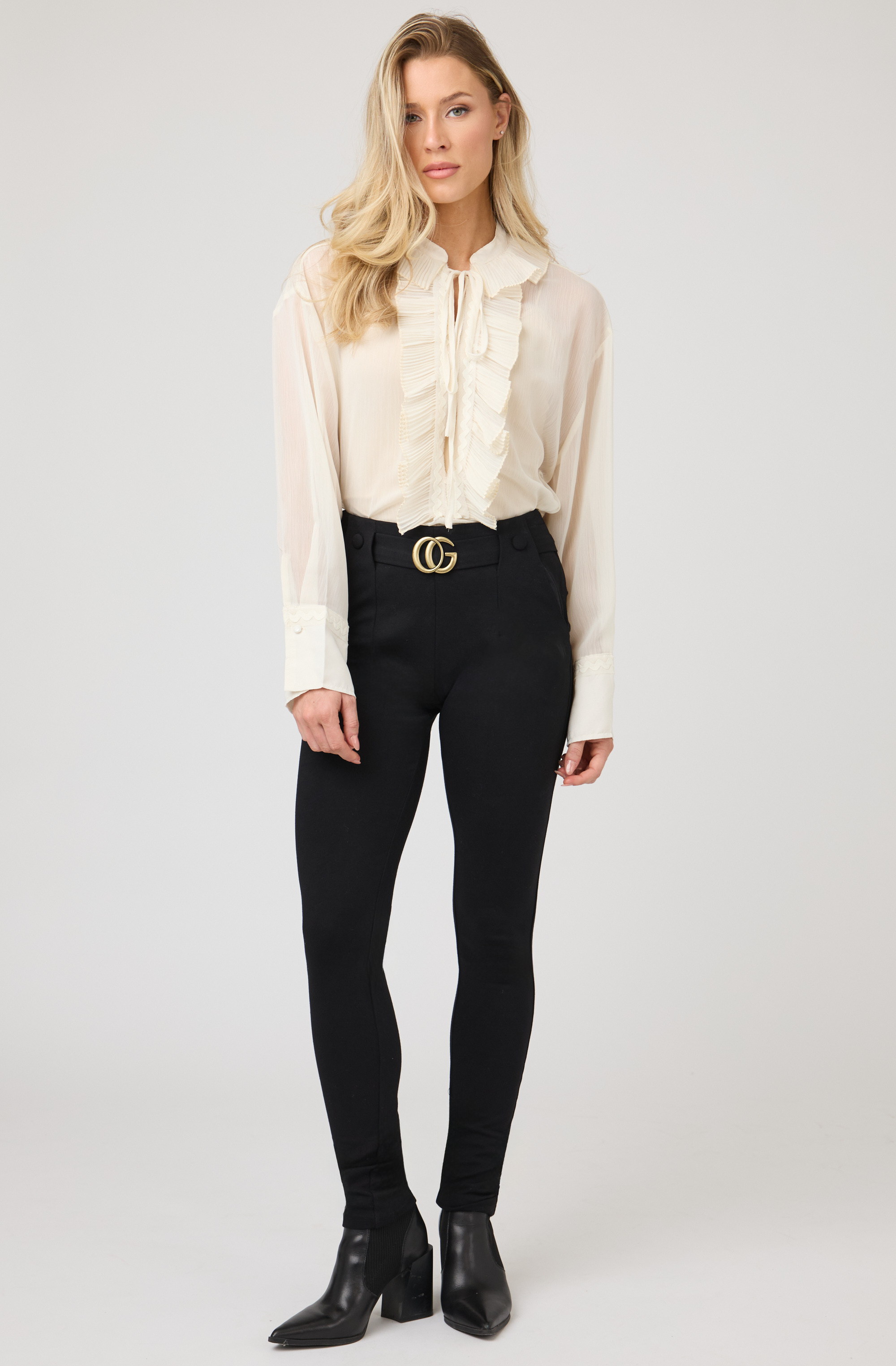 Pleated Jabot Blouse